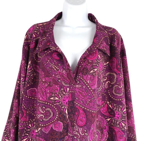 Catherines Top Blouse 4X Paisley Tab Sleeve Polyester Spandex TP-2236 - Picture 4 of 9